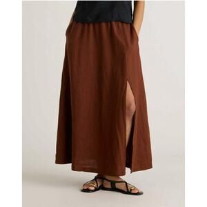 Quince European Linen Maxi Skirt Size M Chocolate Brown